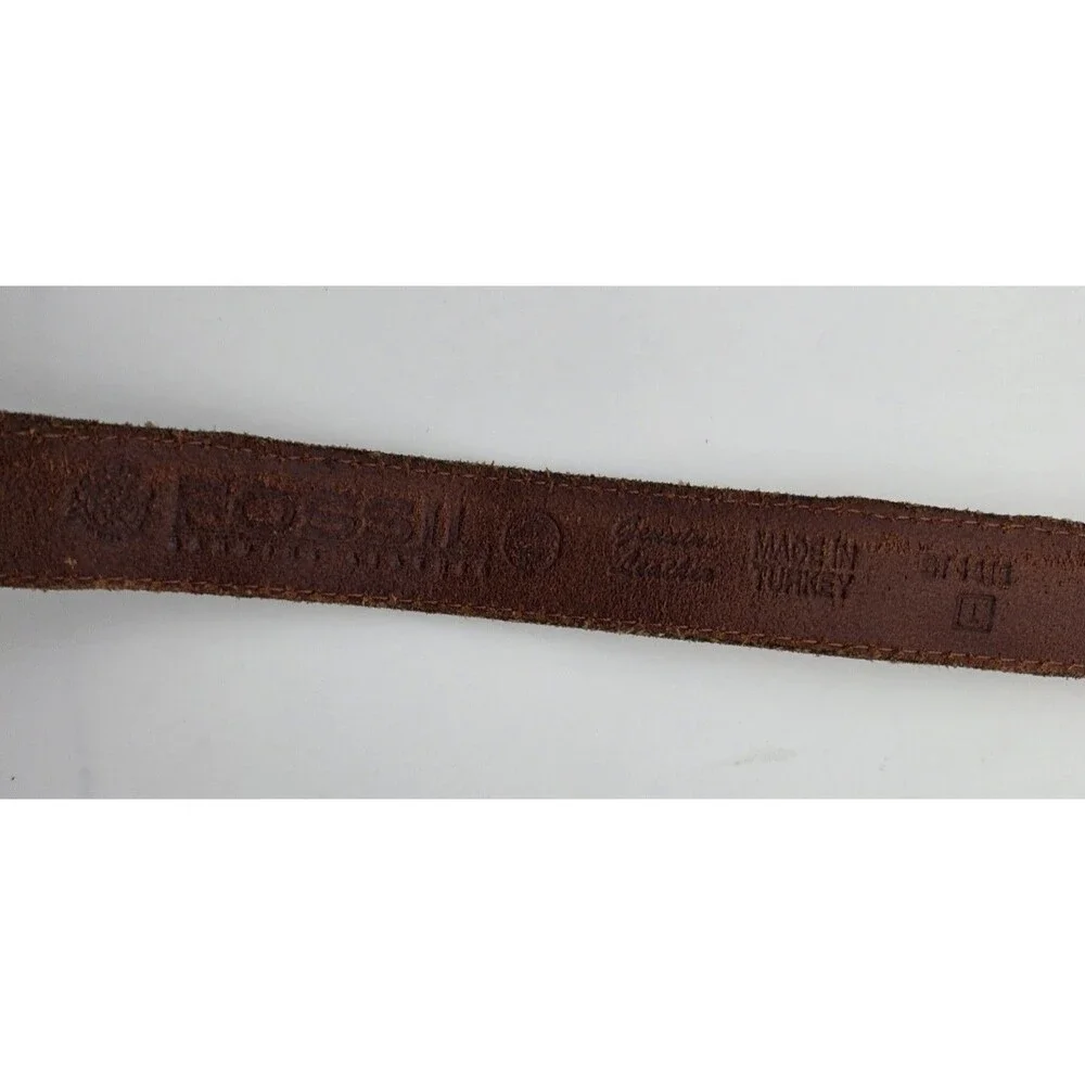 Fossil Patchwork Leather Belt Women Multicolor Brass‎ Buckle Size Large 30-34 in
